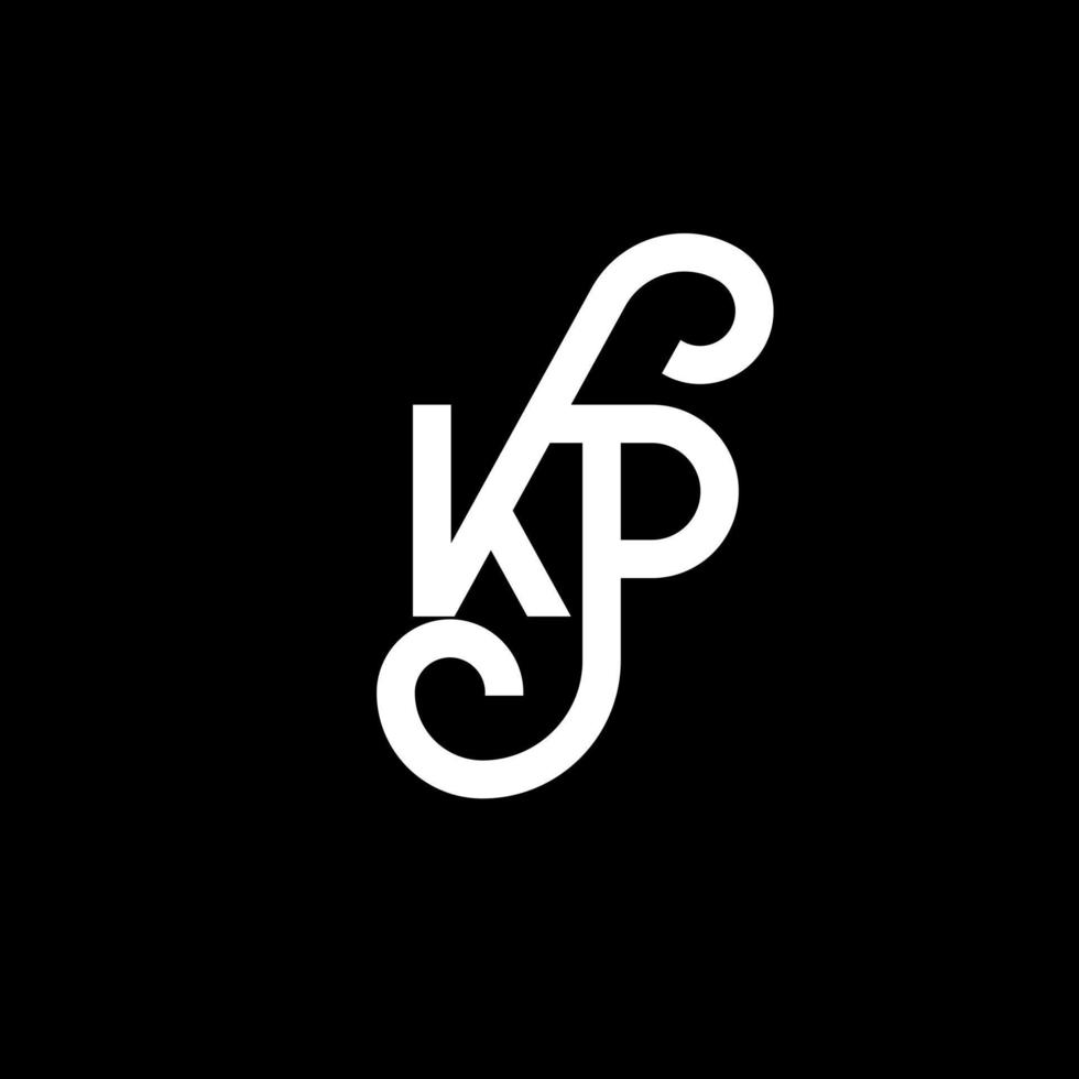 création de logo de lettre kp sur fond noir. kp creative initiales lettre logo concept. conception de lettre kp. kp conception de lettre blanche sur fond noir. kp, kp logo vecteur