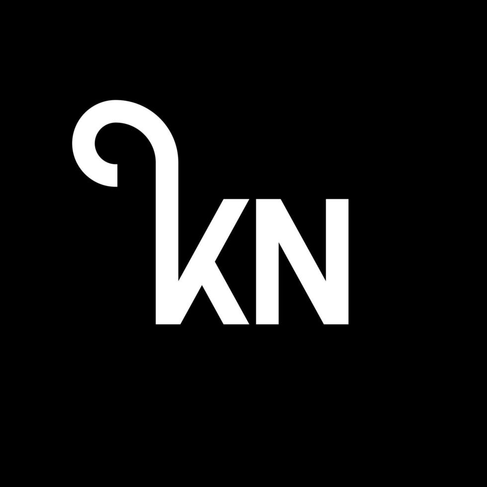 création de logo de lettre kn sur fond noir. concept de logo de lettre initiales créatives kn. conception de lettre kn. conception de lettre blanche kn sur fond noir. kn, kn logo vecteur