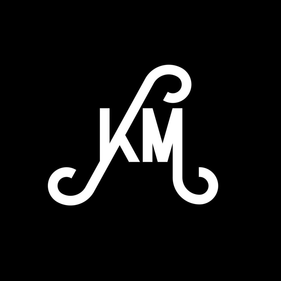 création de logo de lettre km sur fond noir. concept de logo de lettre initiales créatives km. conception de lettre km. km conception de lettre blanche sur fond noir. km, km logo vecteur