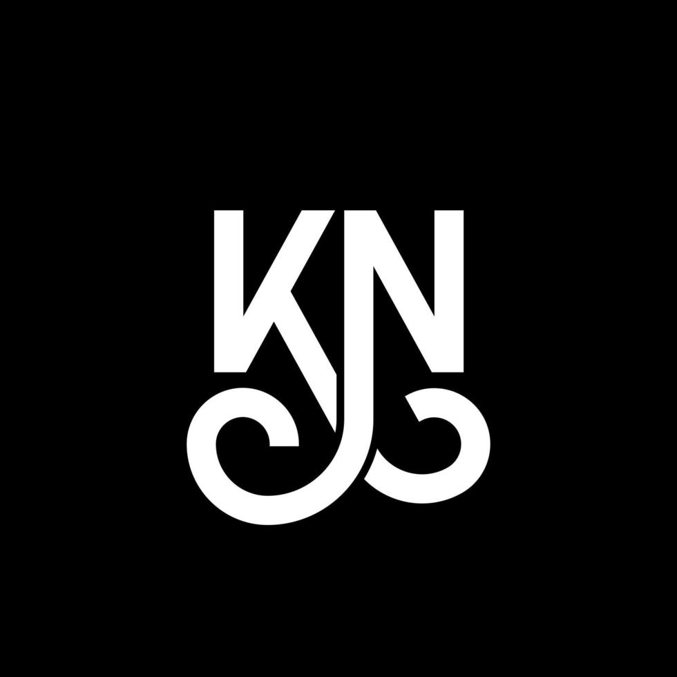 création de logo de lettre kn sur fond noir. concept de logo de lettre initiales créatives kn. conception de lettre kn. conception de lettre blanche kn sur fond noir. kn, kn logo vecteur