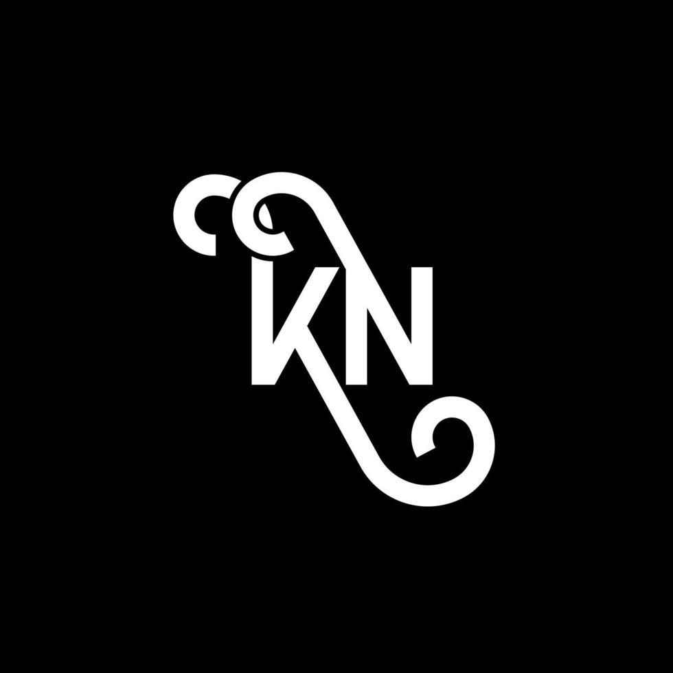 création de logo de lettre kn sur fond noir. concept de logo de lettre initiales créatives kn. conception de lettre kn. conception de lettre blanche kn sur fond noir. kn, kn logo vecteur