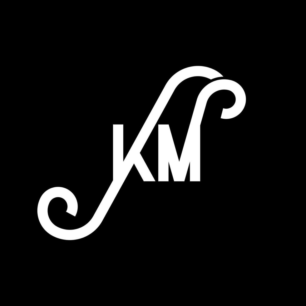 création de logo de lettre km sur fond noir. concept de logo de lettre initiales créatives km. conception de lettre km. km conception de lettre blanche sur fond noir. km, km logo vecteur