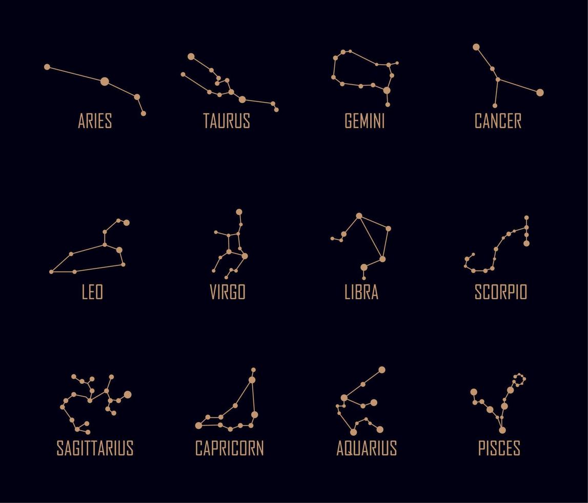 douze icônes de costellations du zodiaque vecteur