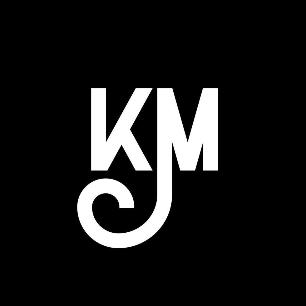 création de logo de lettre km sur fond noir. concept de logo de lettre initiales créatives km. conception de lettre km. km conception de lettre blanche sur fond noir. km, km logo vecteur