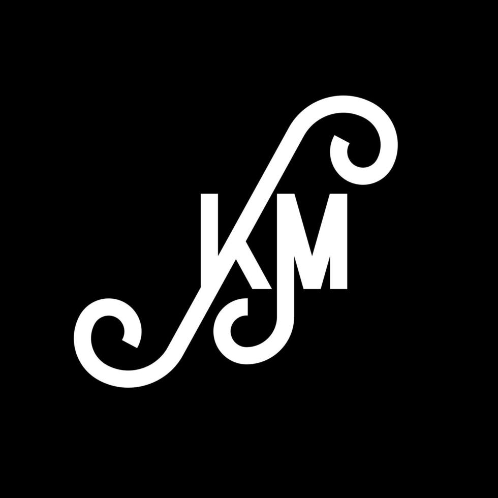 création de logo de lettre km sur fond noir. concept de logo de lettre initiales créatives km. conception de lettre km. km conception de lettre blanche sur fond noir. km, km logo vecteur