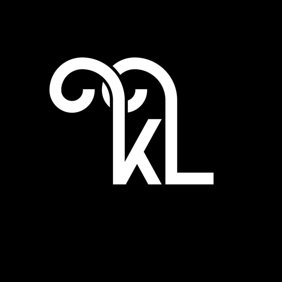 création de logo de lettre kl sur fond noir. kl concept de logo de lettre initiales créatives. conception de lettre kl. conception de lettre kl blanche sur fond noir. kl, logo kl vecteur