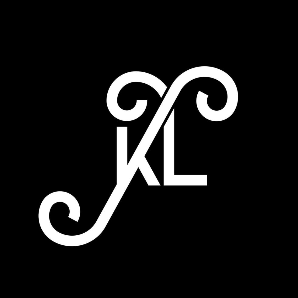 création de logo de lettre kl sur fond noir. kl concept de logo de lettre initiales créatives. conception de lettre kl. conception de lettre kl blanche sur fond noir. kl, logo kl vecteur