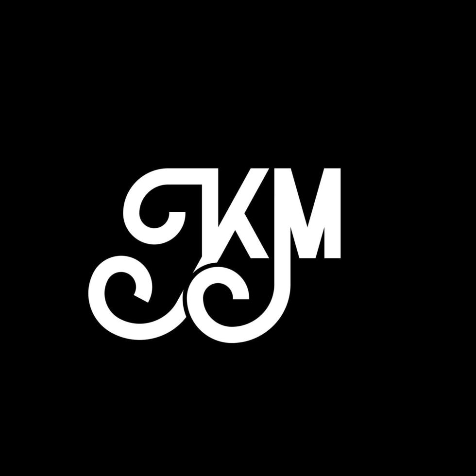 création de logo de lettre km sur fond noir. concept de logo de lettre initiales créatives km. conception de lettre km. km conception de lettre blanche sur fond noir. km, km logo vecteur