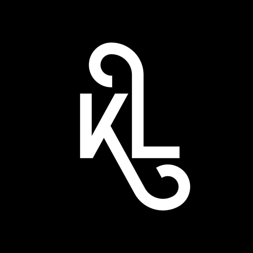 création de logo de lettre kl sur fond noir. kl concept de logo de lettre initiales créatives. conception de lettre kl. conception de lettre kl blanche sur fond noir. kl, logo kl vecteur