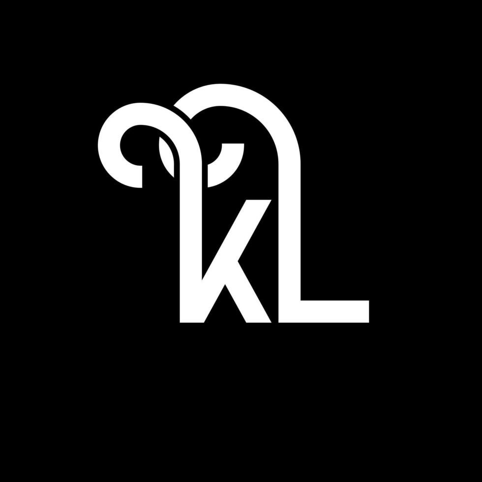 création de logo de lettre kl sur fond noir. kl concept de logo de lettre initiales créatives. conception de lettre kl. conception de lettre kl blanche sur fond noir. kl, logo kl vecteur