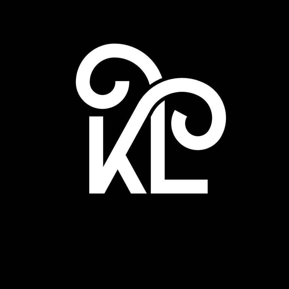 création de logo de lettre kl sur fond noir. kl concept de logo de lettre initiales créatives. conception de lettre kl. conception de lettre kl blanche sur fond noir. kl, logo kl vecteur