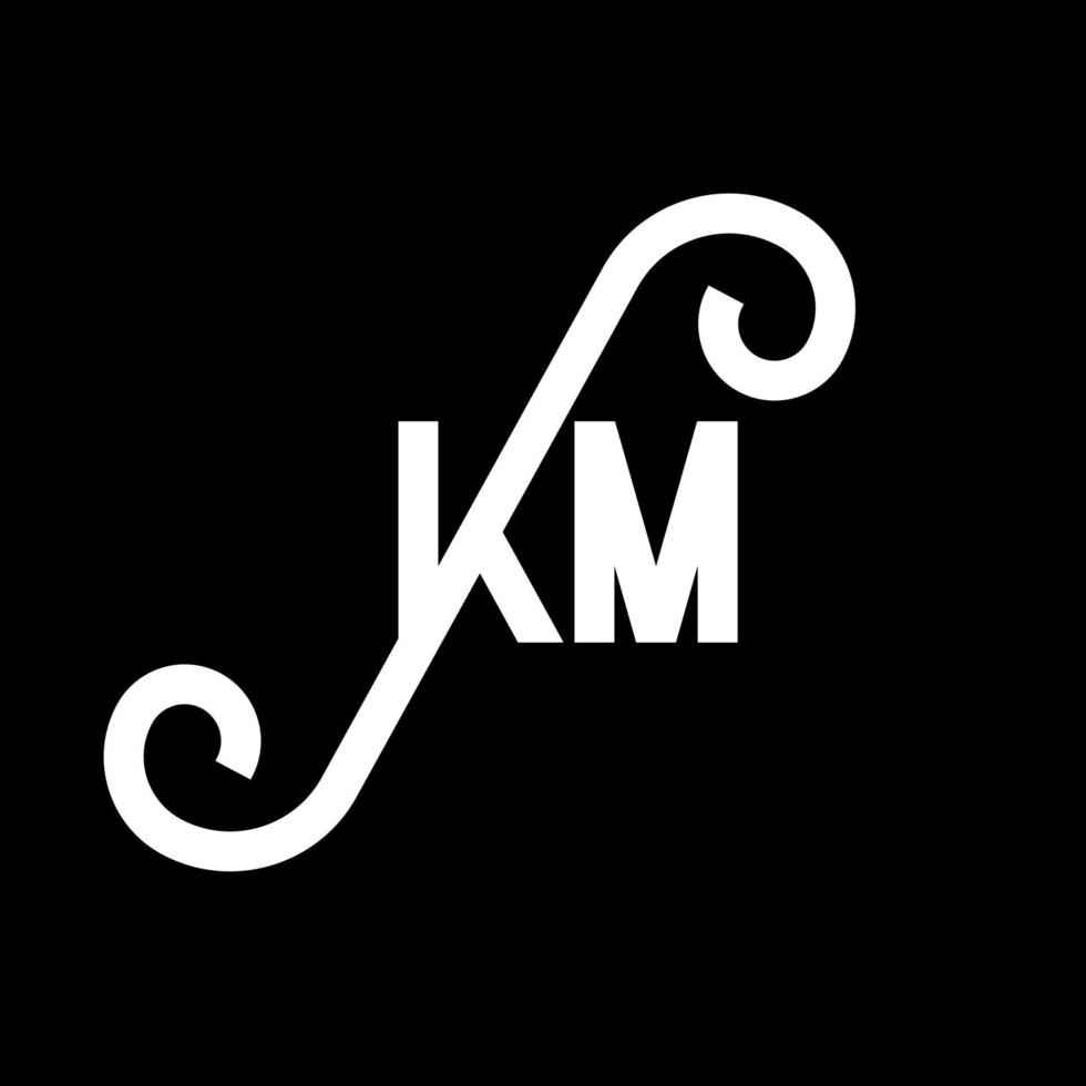 création de logo de lettre km sur fond noir. concept de logo de lettre initiales créatives km. conception de lettre km. km conception de lettre blanche sur fond noir. km, km logo vecteur