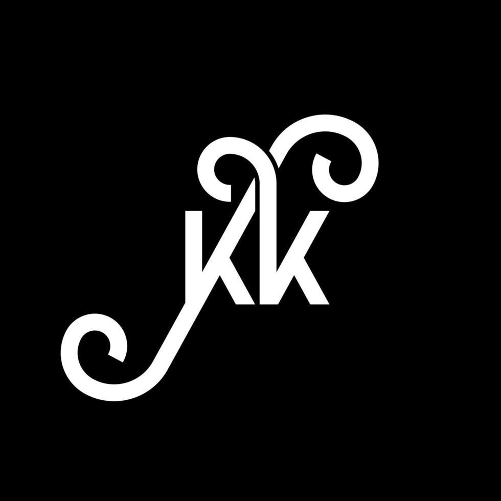 création de logo de lettre kk sur fond noir. kk concept de logo de lettre initiales créatives. conception de lettre kk. kk lettre blanche sur fond noir. kk, kk logo vecteur