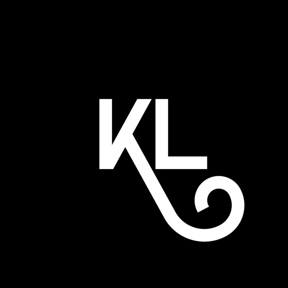 création de logo de lettre kl sur fond noir. kl concept de logo de lettre initiales créatives. conception de lettre kl. conception de lettre kl blanche sur fond noir. kl, logo kl vecteur