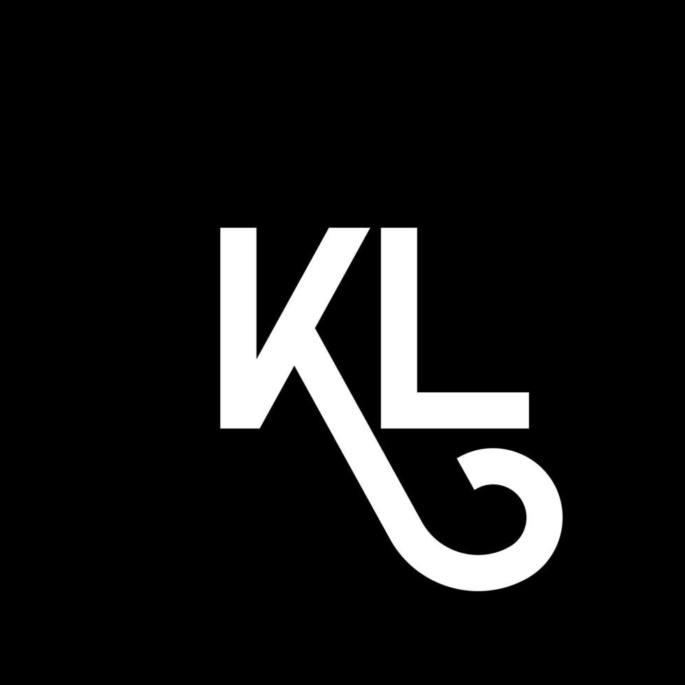 création de logo de lettre kl sur fond noir. kl concept de logo de lettre initiales créatives. conception de lettre kl. conception de lettre kl blanche sur fond noir. kl, logo kl vecteur