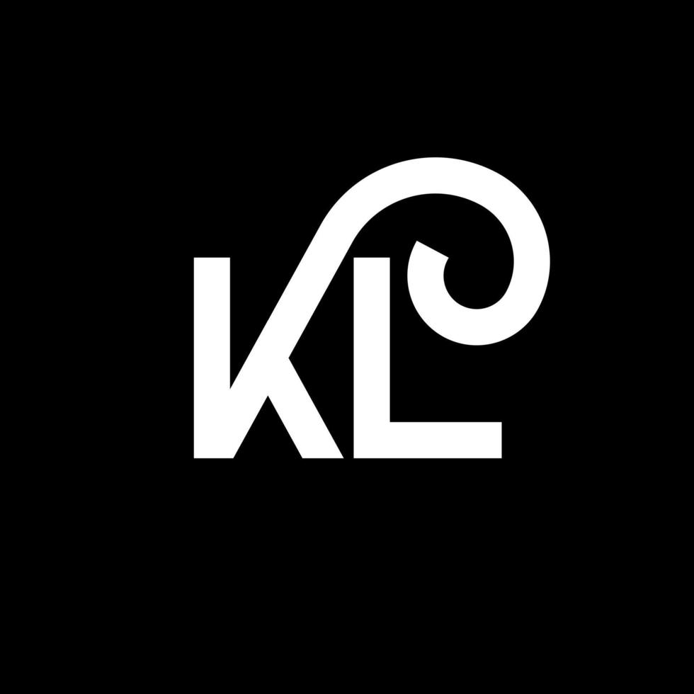 création de logo de lettre kl sur fond noir. kl concept de logo de lettre initiales créatives. conception de lettre kl. conception de lettre kl blanche sur fond noir. kl, logo kl vecteur