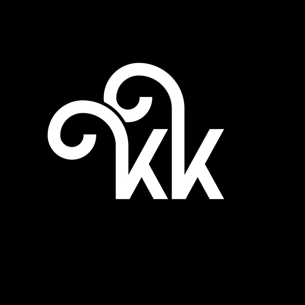 création de logo de lettre kk sur fond noir. kk concept de logo de lettre initiales créatives. conception de lettre kk. kk lettre blanche sur fond noir. kk, kk logo vecteur