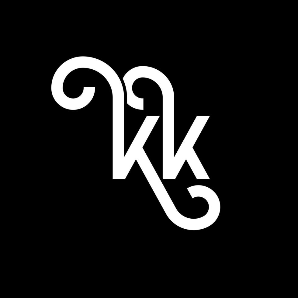 création de logo de lettre kk sur fond noir. kk concept de logo de lettre initiales créatives. conception de lettre kk. kk lettre blanche sur fond noir. kk, kk logo vecteur