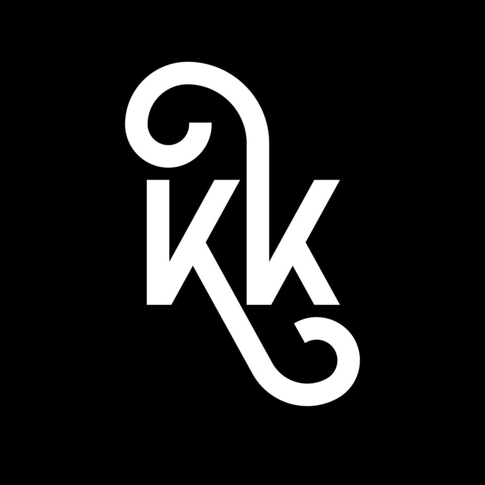 création de logo de lettre kk sur fond noir. kk concept de logo de lettre initiales créatives. conception de lettre kk. kk lettre blanche sur fond noir. kk, kk logo vecteur