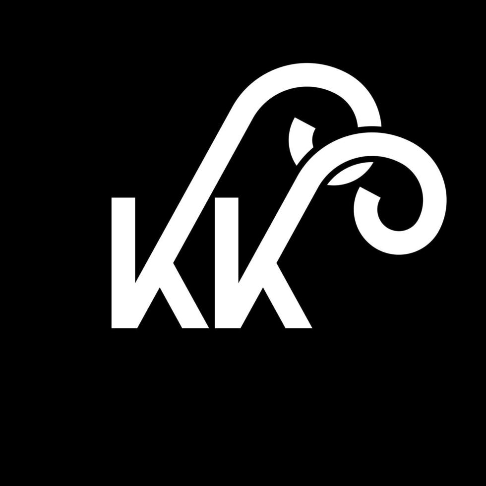 création de logo de lettre kk sur fond noir. kk concept de logo de lettre initiales créatives. conception de lettre kk. kk lettre blanche sur fond noir. kk, kk logo vecteur