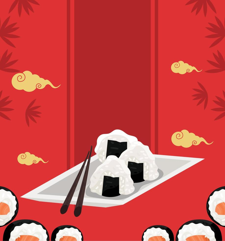 affiche de cuisine japonaise onigiri vecteur