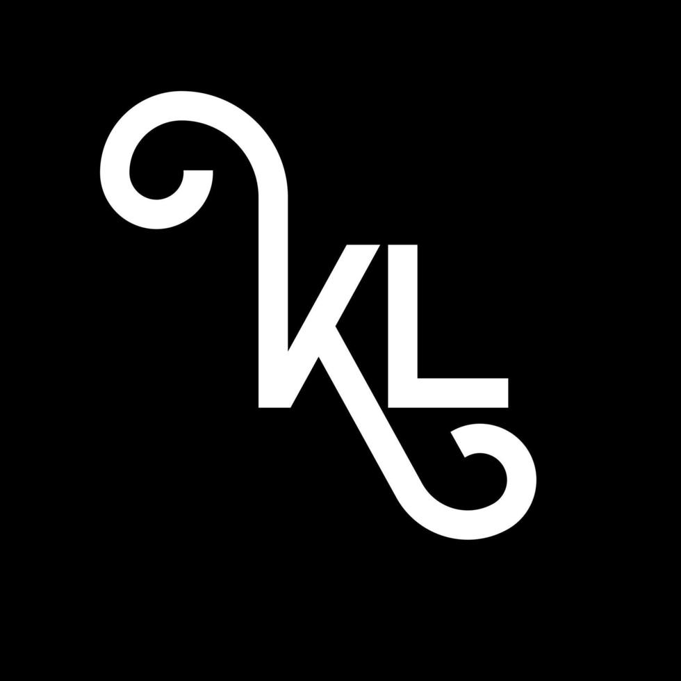 création de logo de lettre kl sur fond noir. kl concept de logo de lettre initiales créatives. conception de lettre kl. conception de lettre kl blanche sur fond noir. kl, logo kl vecteur