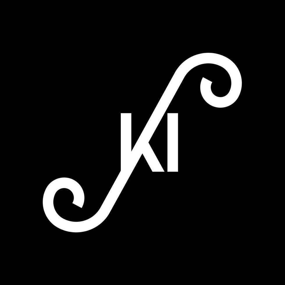 création de logo de lettre ki sur fond noir. concept de logo de lettre initiales créatives ki. conception de lettre ki. conception de lettre blanche ki sur fond noir. ki, ki logo vecteur