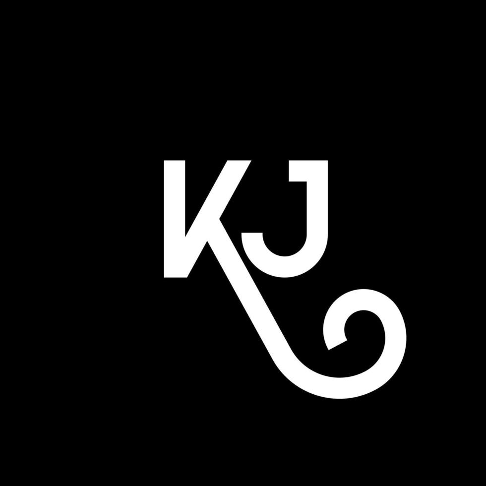 création de logo de lettre kj sur fond noir. concept de logo de lettre initiales créatives kj. conception de lettre kj. kj conception de lettre blanche sur fond noir. kj, kj logo vecteur