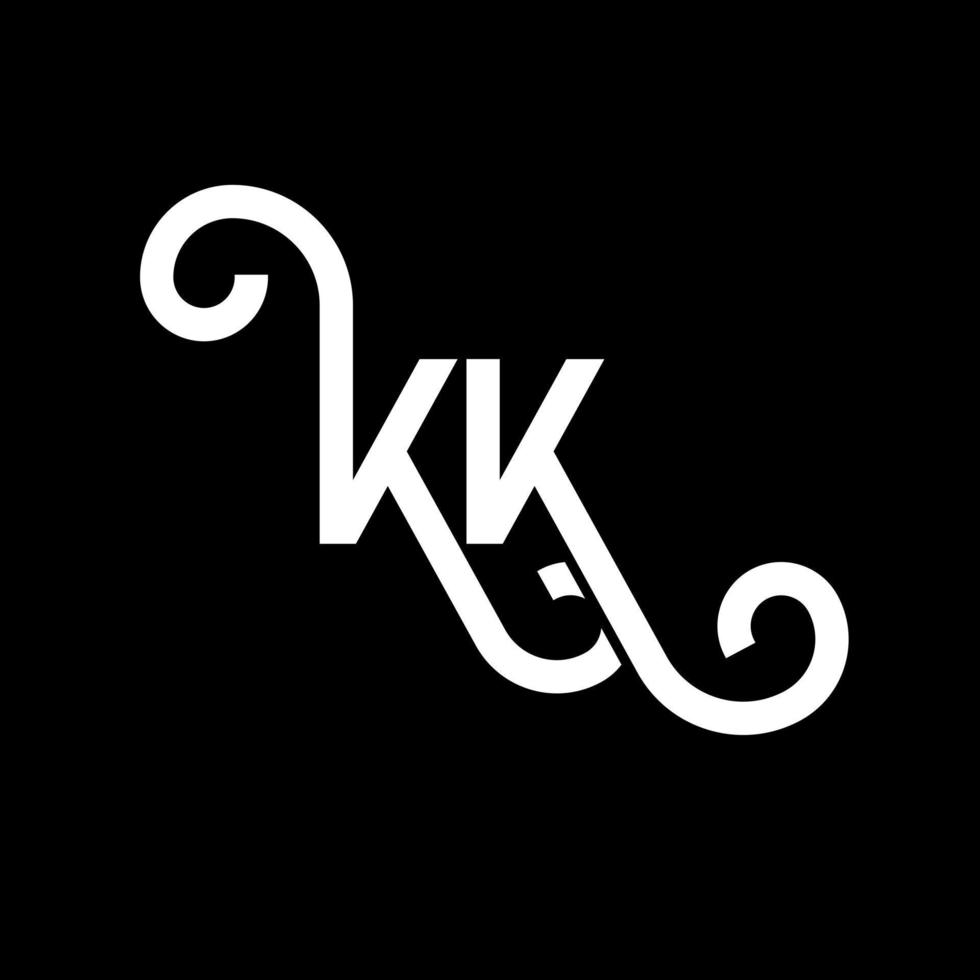 création de logo de lettre kk sur fond noir. kk concept de logo de lettre initiales créatives. conception de lettre kk. kk lettre blanche sur fond noir. kk, kk logo vecteur