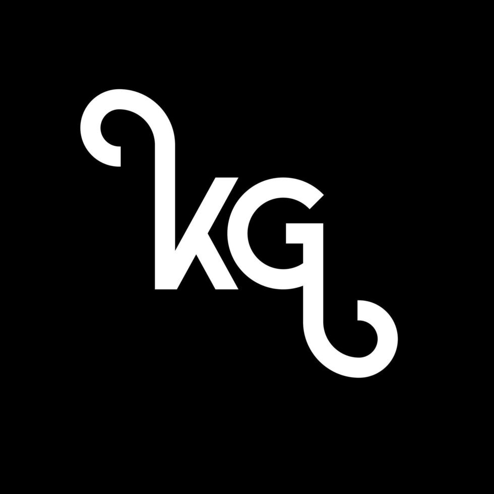 création de logo de lettre kg sur fond noir. kg concept de logo de lettre initiales créatives. conception de lettre kg. conception de lettre blanche kg sur fond noir. kg, logo kg vecteur