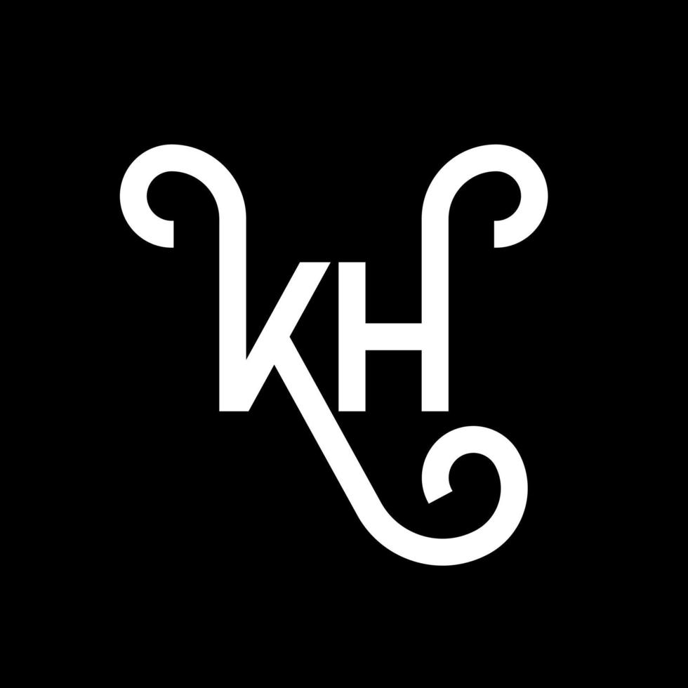 création de logo de lettre kh sur fond noir. concept de logo de lettre initiales créatives kh. conception de lettre kh. conception de lettre blanche kh sur fond noir. logo kh, kh vecteur