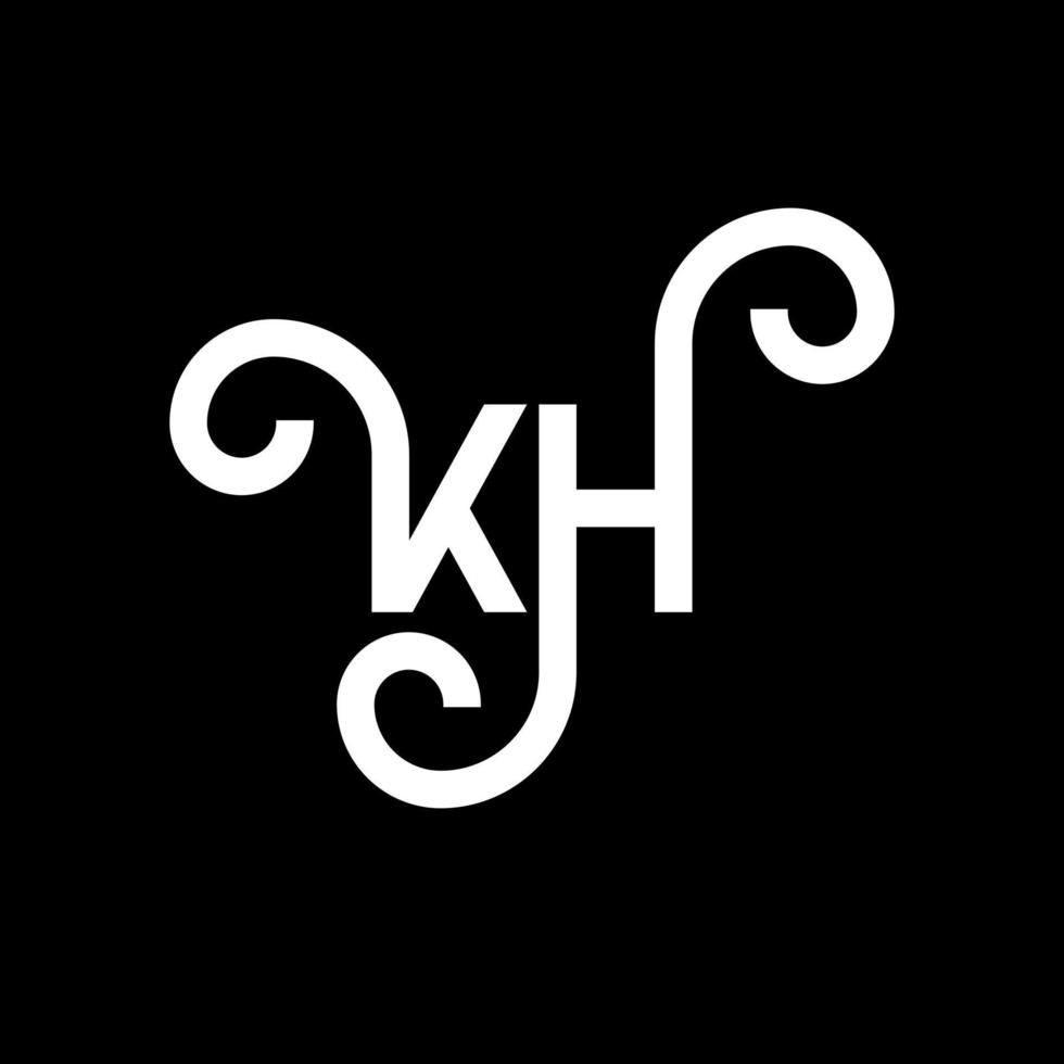 création de logo de lettre kh sur fond noir. concept de logo de lettre initiales créatives kh. conception de lettre kh. conception de lettre blanche kh sur fond noir. logo kh, kh vecteur