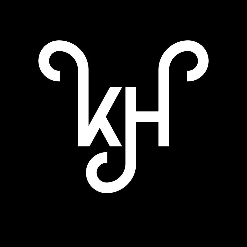 création de logo de lettre kh sur fond noir. concept de logo de lettre initiales créatives kh. conception de lettre kh. conception de lettre blanche kh sur fond noir. logo kh, kh vecteur