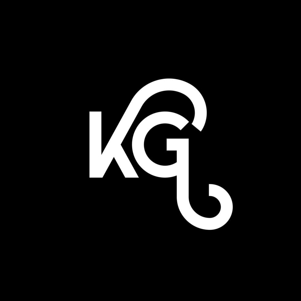 création de logo de lettre kg sur fond noir. kg concept de logo de lettre initiales créatives. conception de lettre kg. conception de lettre blanche kg sur fond noir. kg, logo kg vecteur