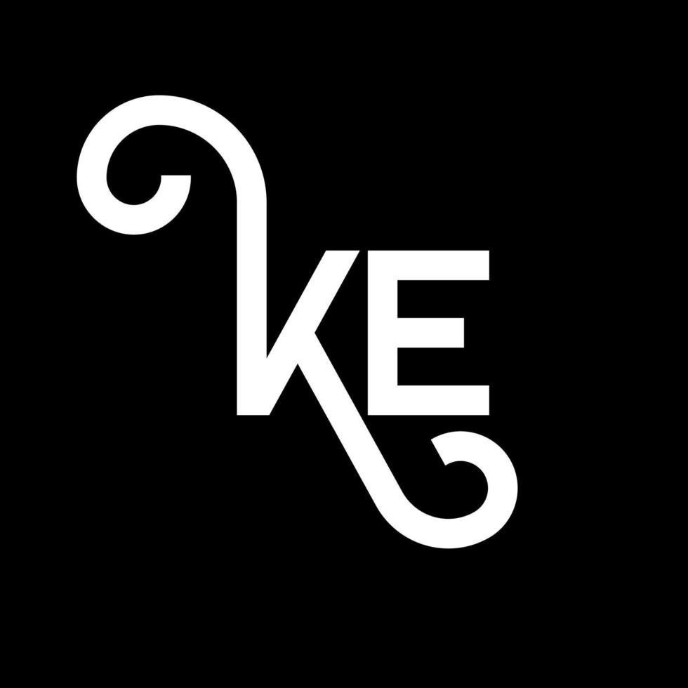 création de logo de lettre ke sur fond noir. concept de logo de lettre initiales créatives ke. conception de lettre ke. ke conception de lettre blanche sur fond noir. ke, ke logo vecteur
