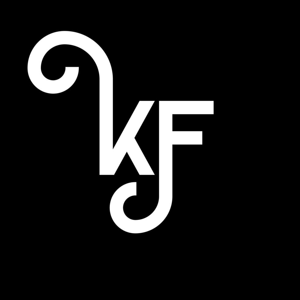 création de logo de lettre kf sur fond noir. kf concept de logo de lettre initiales créatives. conception de lettre kf. conception de lettre kf blanche sur fond noir. kf, kf logo vecteur