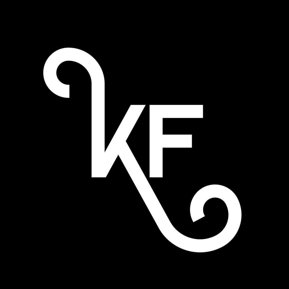 création de logo de lettre kf sur fond noir. kf concept de logo de lettre initiales créatives. conception de lettre kf. conception de lettre kf blanche sur fond noir. kf, kf logo vecteur