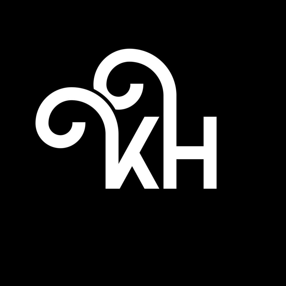 création de logo de lettre kh sur fond noir. concept de logo de lettre initiales créatives kh. conception de lettre kh. conception de lettre blanche kh sur fond noir. logo kh, kh vecteur