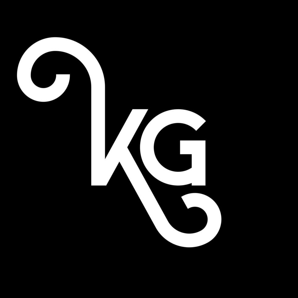création de logo de lettre kg sur fond noir. kg concept de logo de lettre initiales créatives. conception de lettre kg. conception de lettre blanche kg sur fond noir. kg, logo kg vecteur