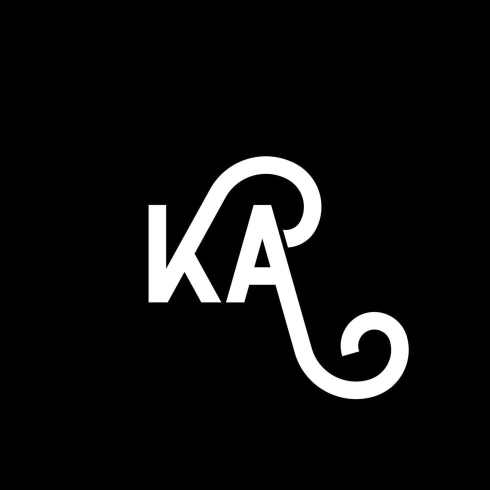 création de logo de lettre ka sur fond noir. ka concept de logo de lettre initiales créatives. conception de lettre ka. ka conception de lettre blanche sur fond noir. ka, ka logo vecteur