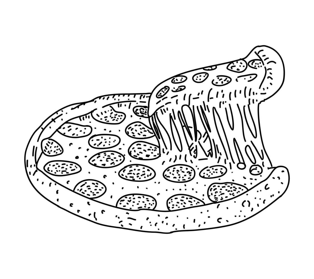 pizza. illustration vectorielle. style de croquis. vecteur