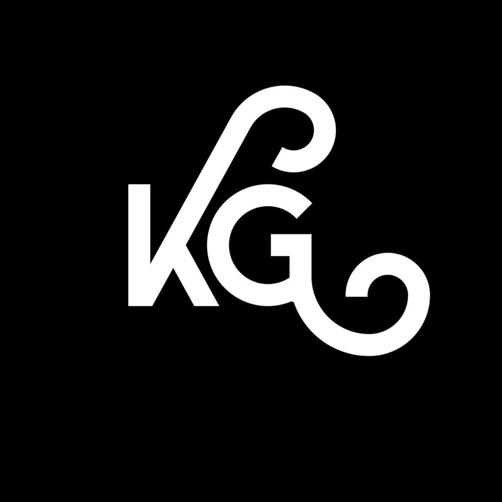 création de logo de lettre kg sur fond noir. kg concept de logo de lettre initiales créatives. conception de lettre kg. conception de lettre blanche kg sur fond noir. kg, logo kg vecteur