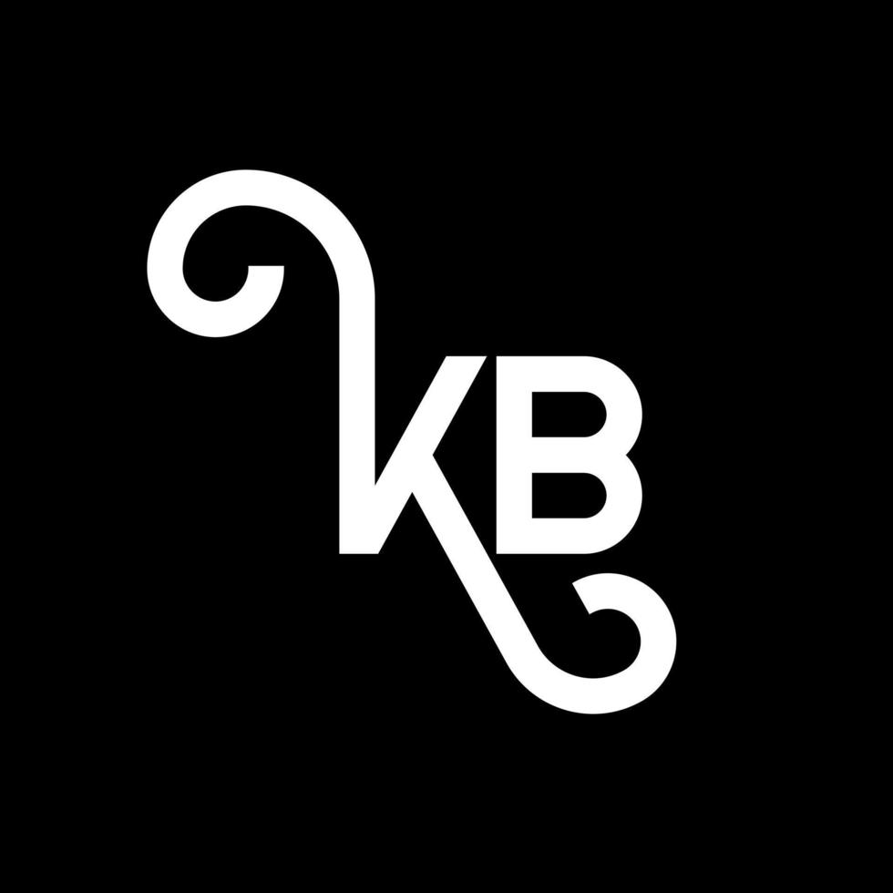 création de logo de lettre kb sur fond noir. ko concept de logo de lettre initiales créatives. conception de lettre kb. conception de lettre blanche kb sur fond noir. kb, kb logo vecteur