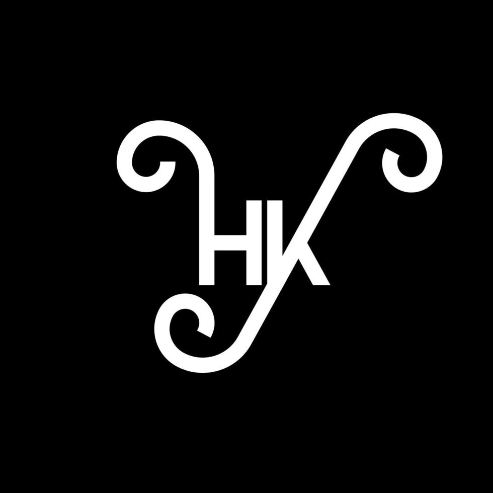 création de logo de lettre hk sur fond noir. hk concept de logo de lettre initiales créatives. conception de lettre hh. conception de lettre hk blanche sur fond noir. hk, hk logo vecteur