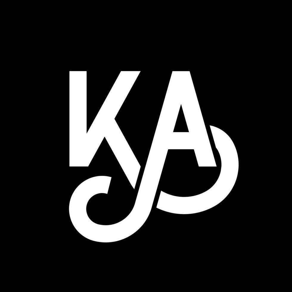 création de logo de lettre ka sur fond noir. ka concept de logo de lettre initiales créatives. conception de lettre ka. ka conception de lettre blanche sur fond noir. ka, ka logo vecteur
