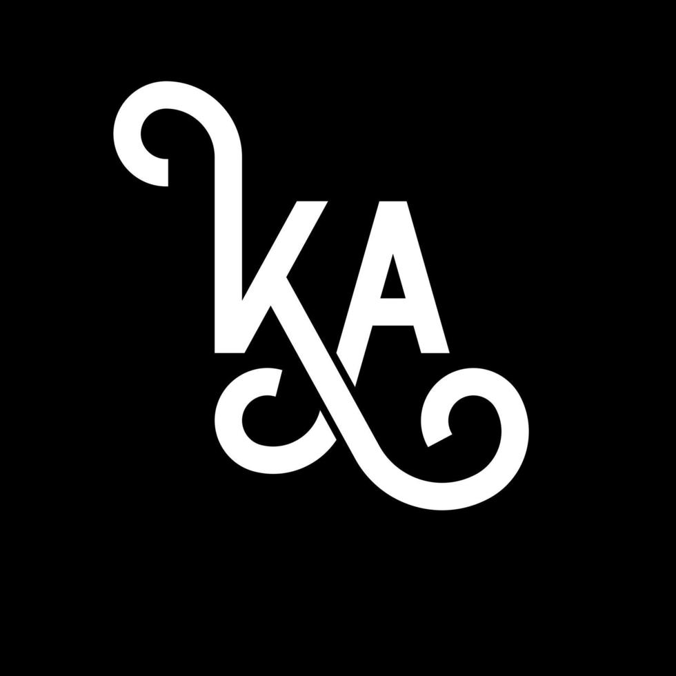 création de logo de lettre ka sur fond noir. ka concept de logo de lettre initiales créatives. conception de lettre ka. ka conception de lettre blanche sur fond noir. ka, ka logo vecteur