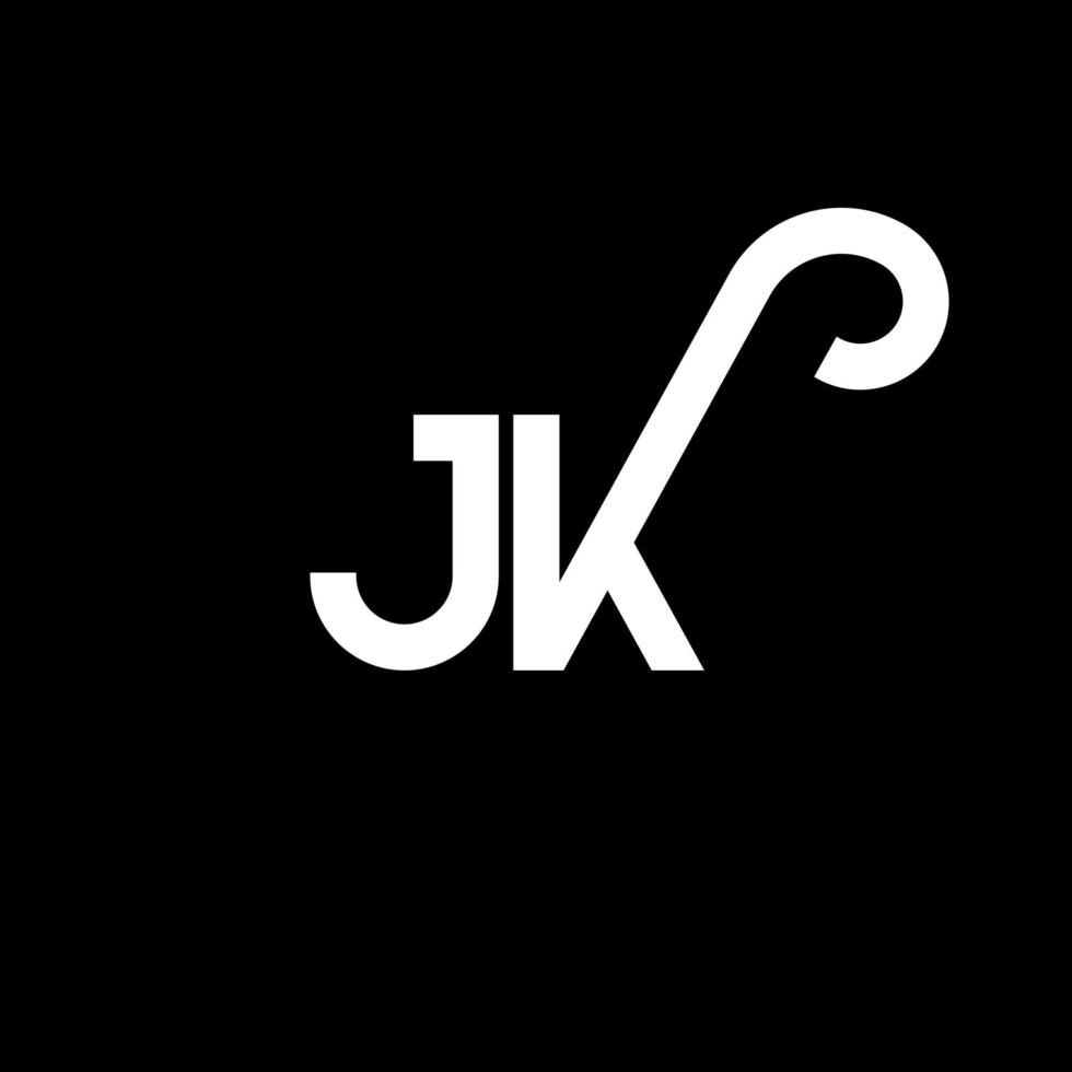 création de logo de lettre jk sur fond noir. concept de logo de lettre initiales créatives jk. conception de lettre jk. jk conception de lettre blanche sur fond noir. jk, logo jk vecteur