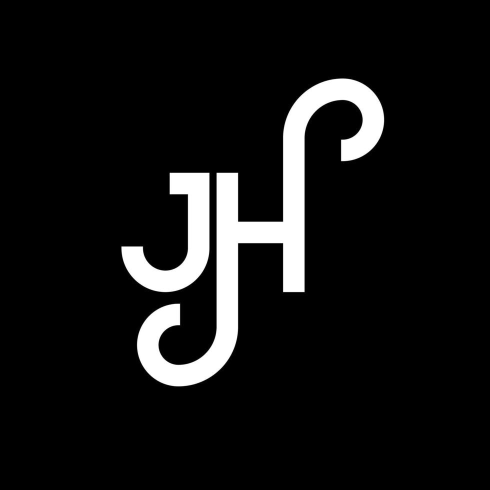 création de logo de lettre jh sur fond noir. concept de logo de lettre initiales créatives jh. conception de lettre jh. jh conception de lettre blanche sur fond noir. logo jh, jh vecteur