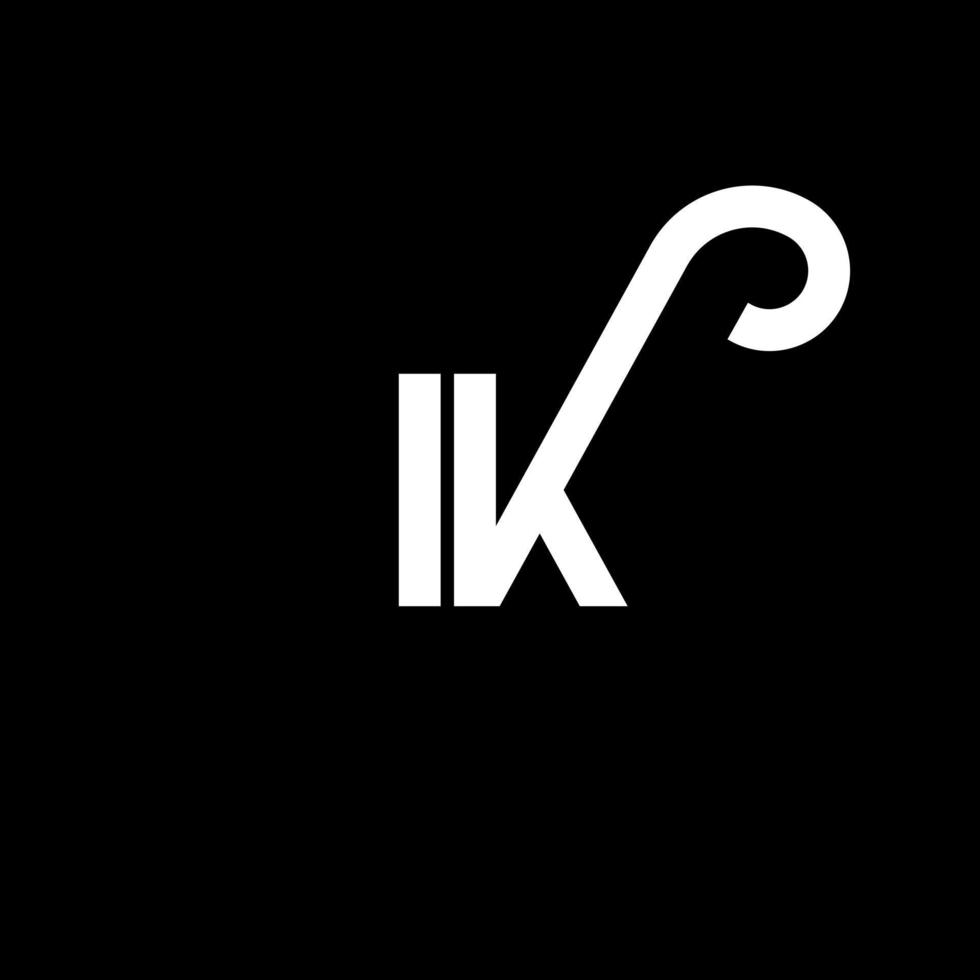 création de logo de lettre ik sur fond noir. concept de logo de lettre initiales créatives ik. conception de lettre ik. ik lettre blanche sur fond noir. ik, ik logo vecteur