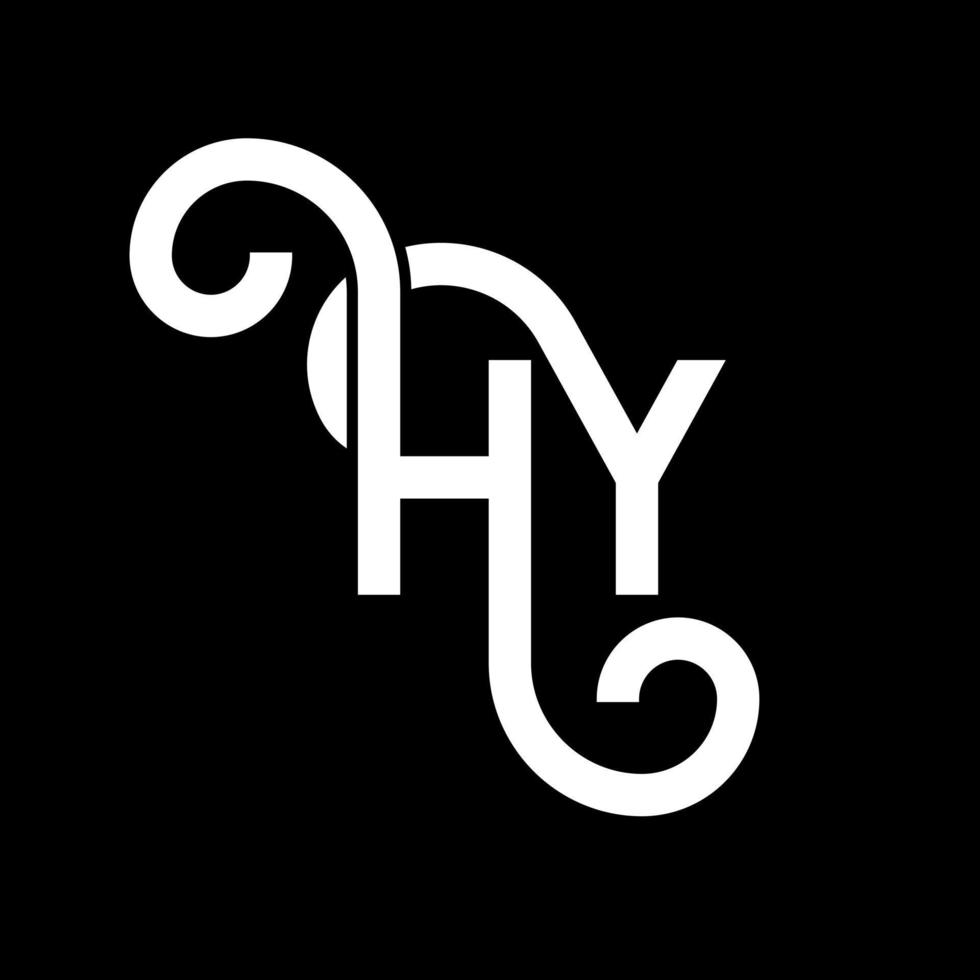 création de logo de lettre hy sur fond noir. hy concept de logo de lettre initiales créatives. hy conception de lettre. hy conception de lettre blanche sur fond noir. salut, salut logo vecteur